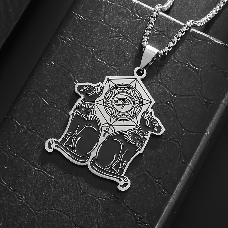 Creative Stainless Steel Hexagram Eye of Horus Cat God Pendant Necklace